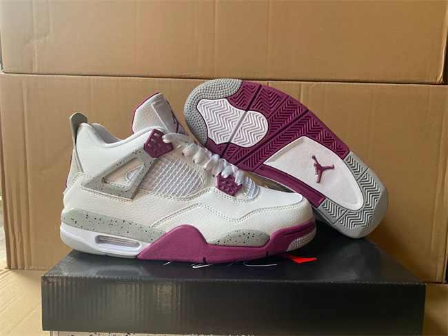 Men's Hot Sale Running weapon Air Jordan 4 White/Purple Shoes 0180